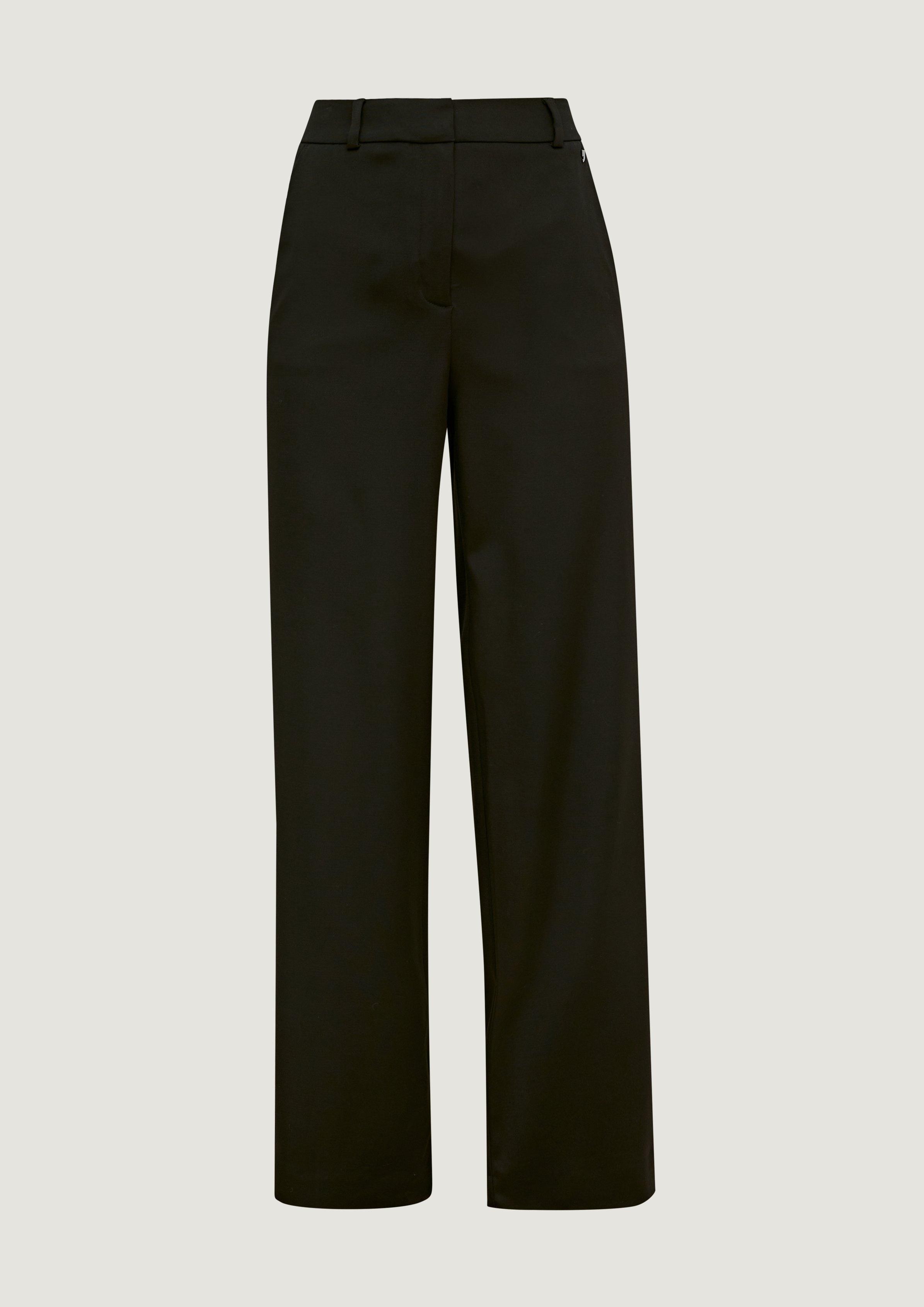 Regular: Stoffhose aus Twill - schwarz