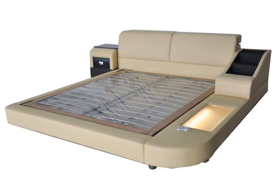 JVmoebel Bett Exclusives Mehrzweck Doppel Betten Hotel Ehe Polster Leder Bett