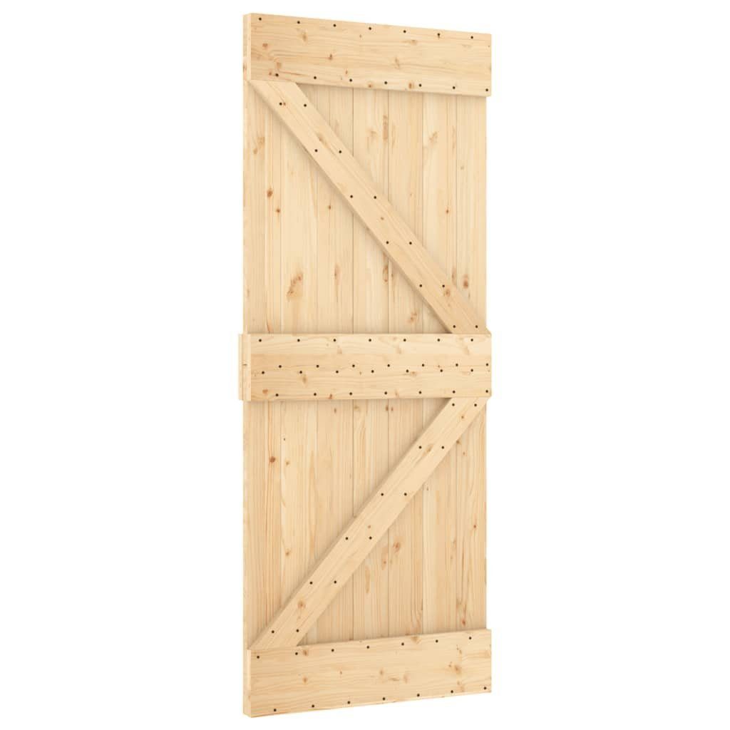 vidaXL Zimmertür Schiebetür mit Beschlag 85x210 cm Massivholz Kiefer Innentür Zimmertür