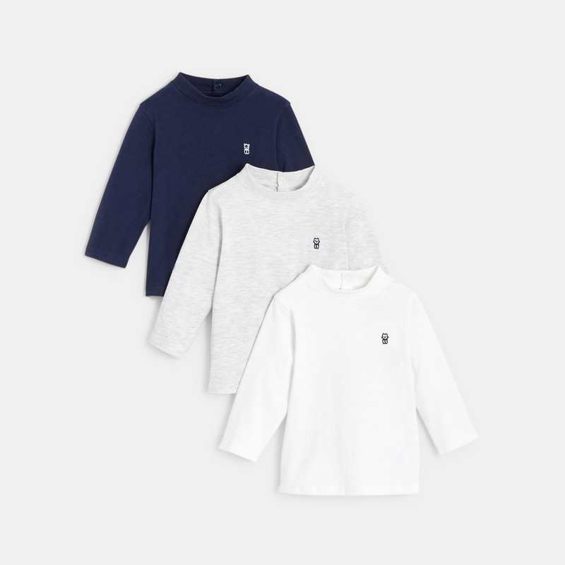 T-shirt uni (lot de 3) bleu bébé garçon
