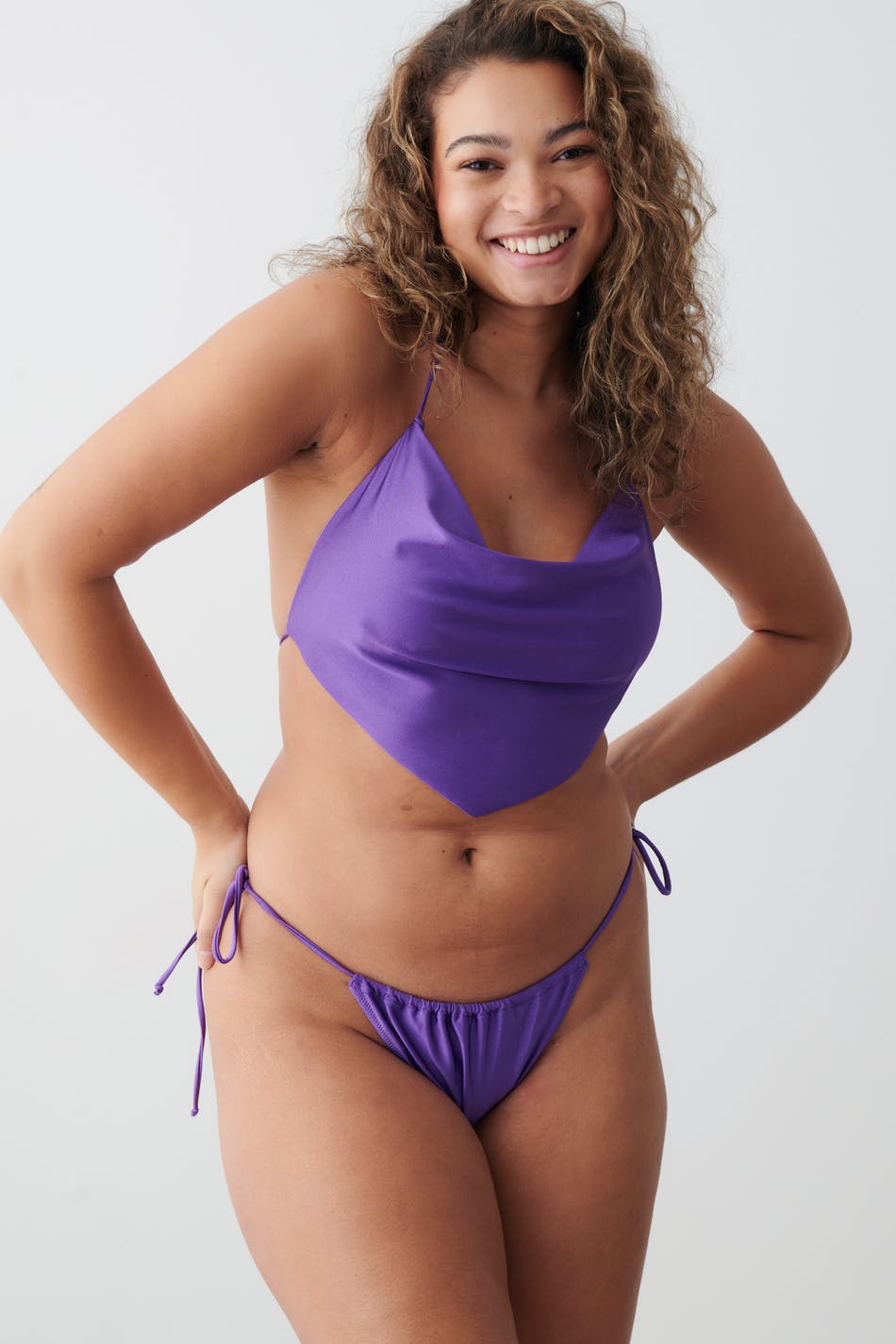Cowl neck bikini top