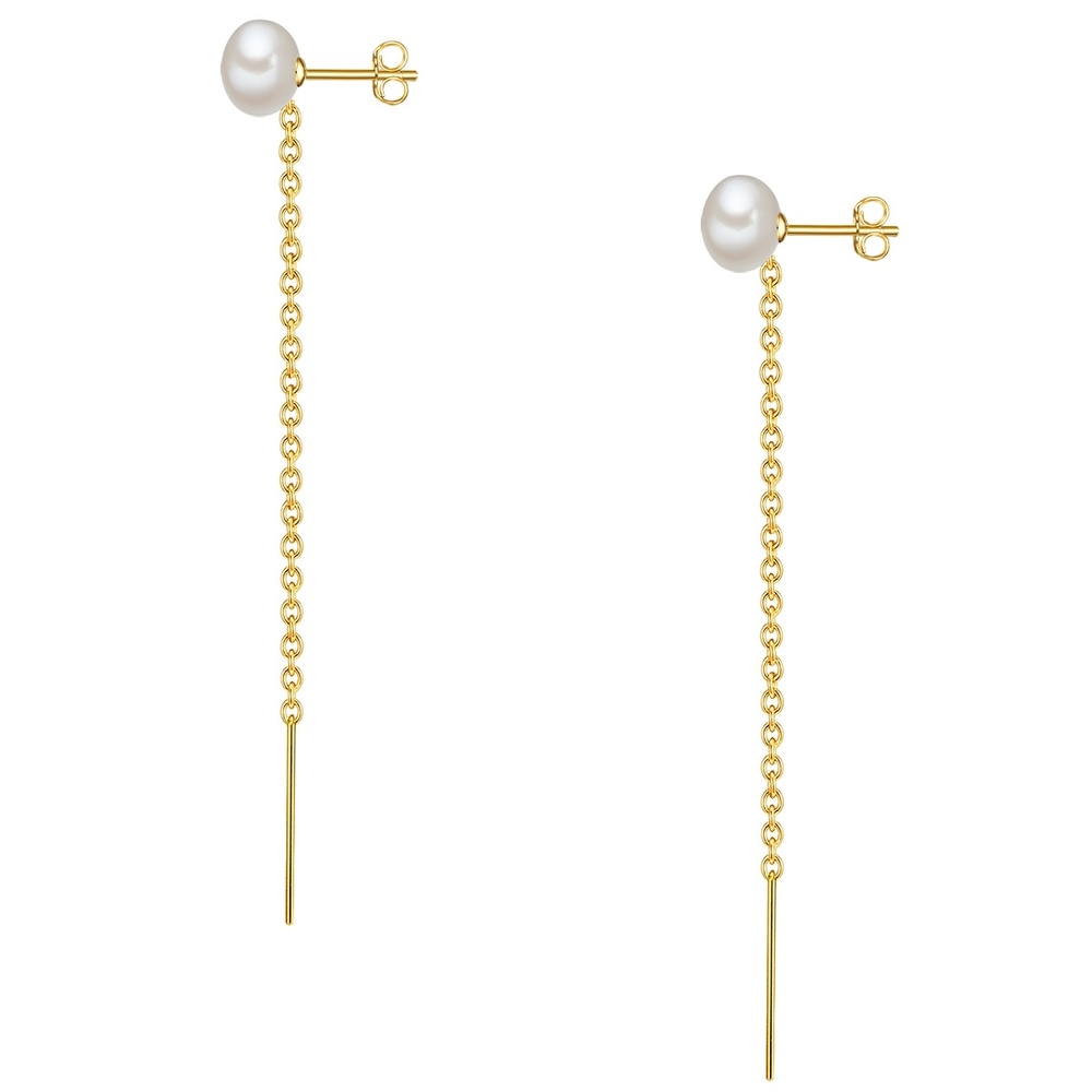 Valero Pearls Boucles d'oreille en perle Argent sterling Perle de culture d'eau douce en Or jau Boucles d'oreilles