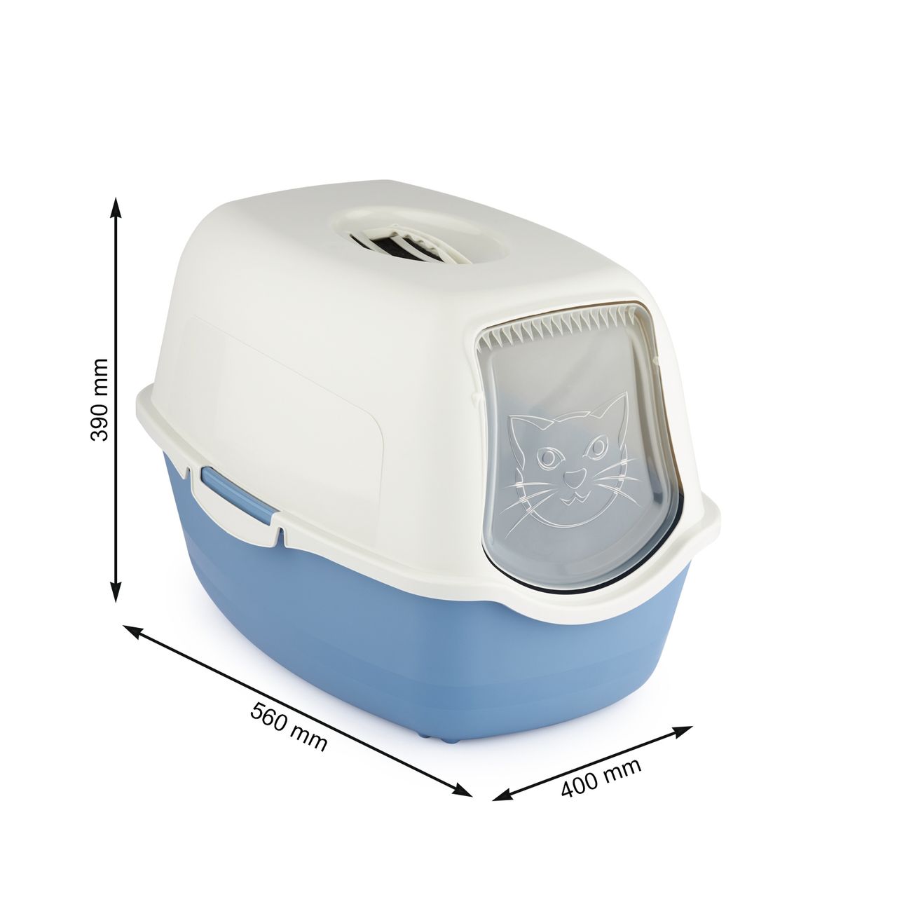 Rotho Babydesign Rotho MyPet Eco Bailey Katzentoilette mit Deckel und Aktivkohlefilter, blau/weiss (recycelt)
