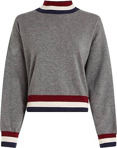 TOMMY HILFIGER Damen Strickpullover WOOL CASHMERE MOCK-NK SWT Relaxed Fit