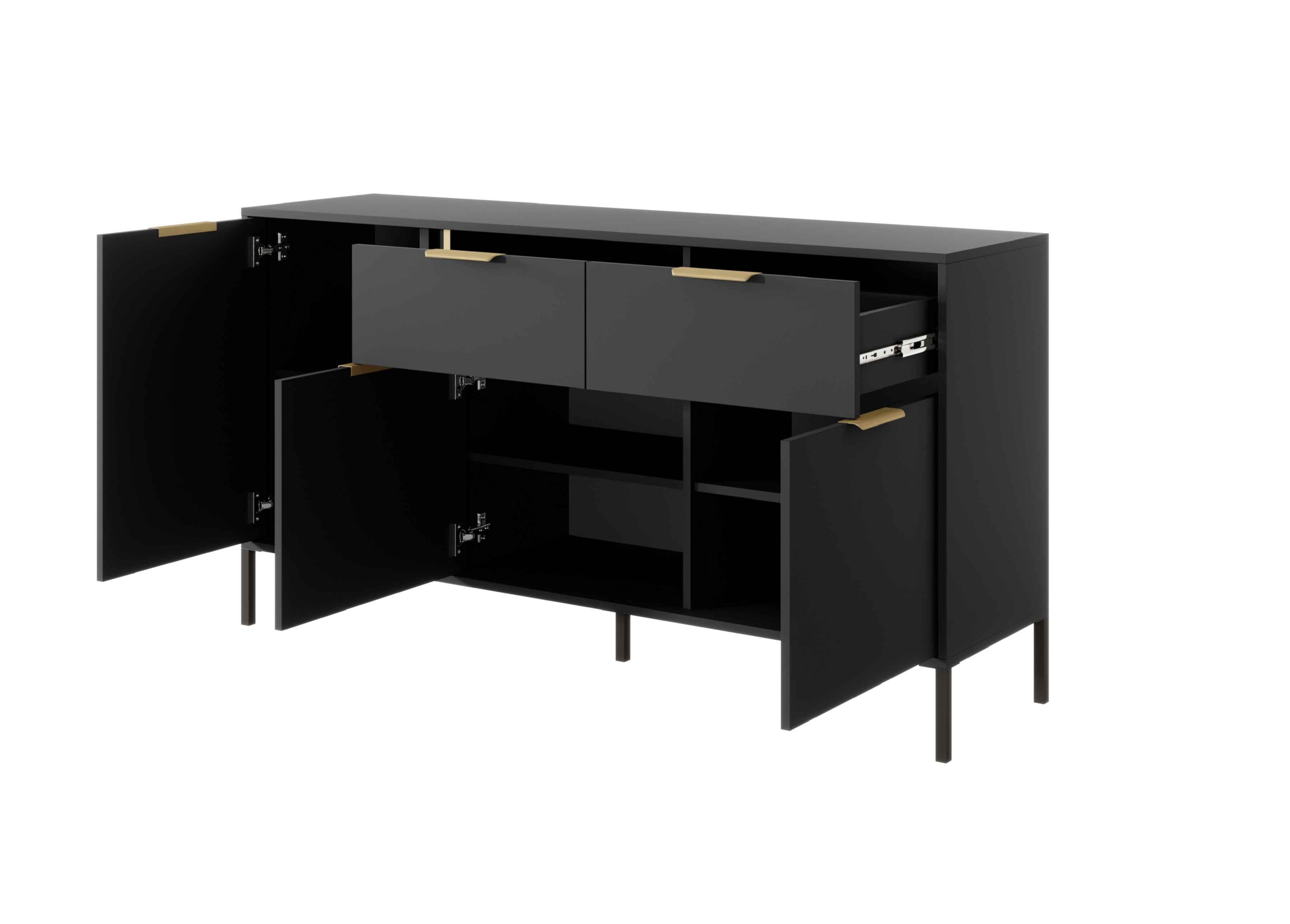 Furnix Highboard LARSONS 153 3D2S B Wohnzimmerkommode Flügeltüren Gestell Anthrazit, B153,1 x H81,4 x T39,5 cm, Metallfüße