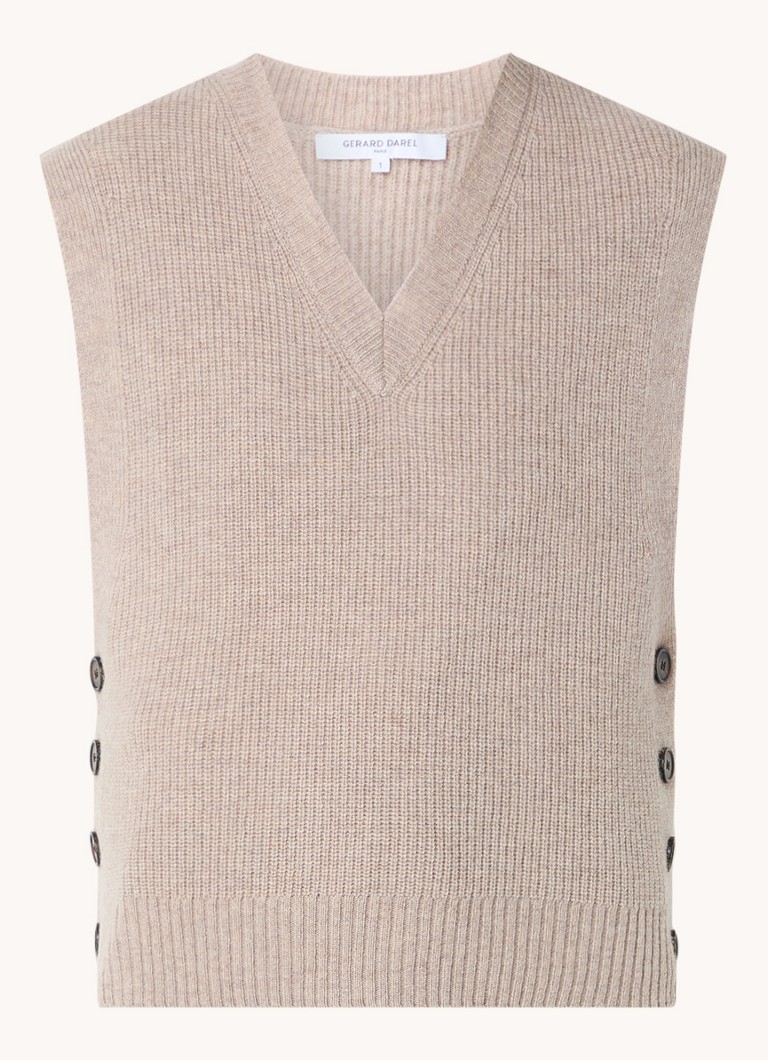 Gerard Darel Julietta chunky knit wool sleeveless sweater with button detail