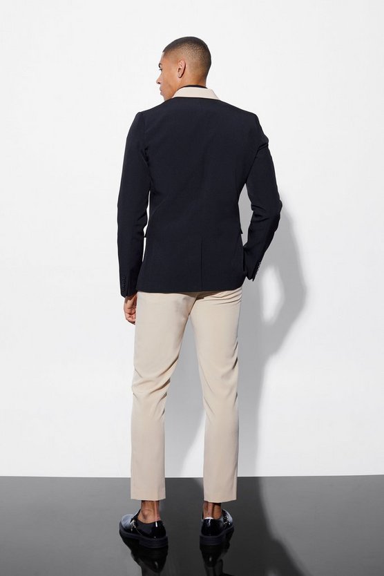 Skinny Anzugjacke mit Kontrast-Revers