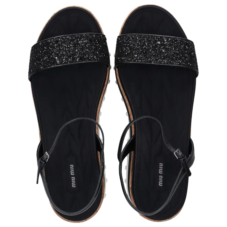 Miu Miu - Plateausandalen Veloursleder - schwarz