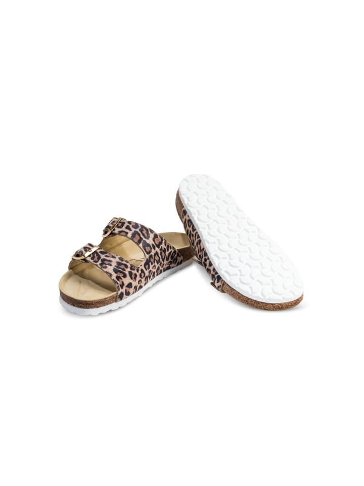 VITAFORM Veloursleder Pantoletten in leopard günstig kaufen