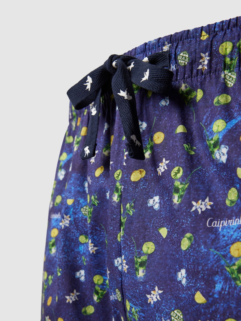 Pyjama-Shorts mit Allover-Muster in dunkelblau