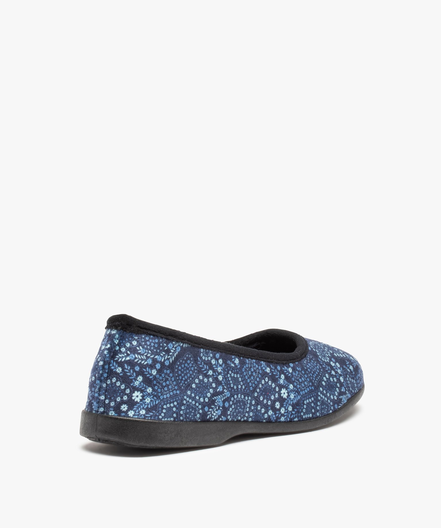 Chaussons femme ballerines en velours imprimé bleu | GEMO