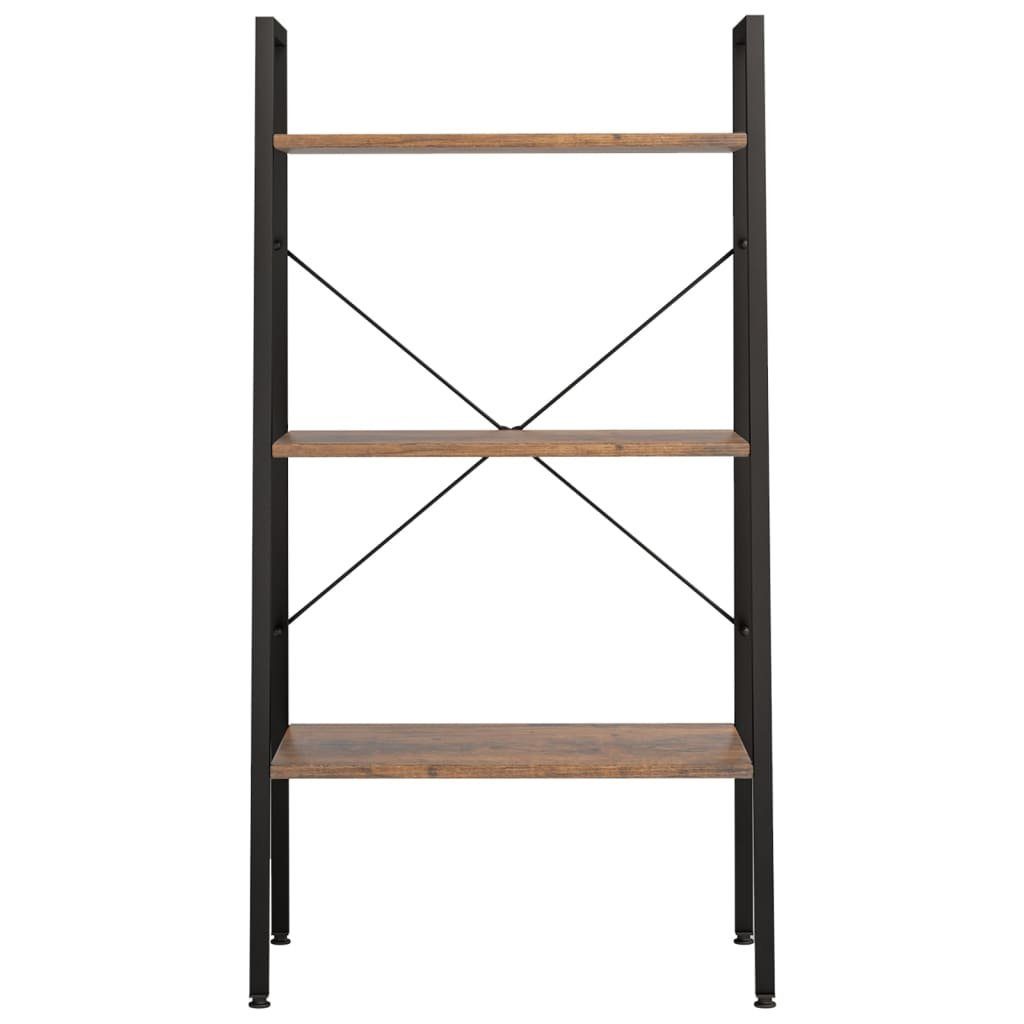 vidaXL Bücherregal Standregal mit 3 Böden Dunkelbraun und Schwarz 56x35x108 cm, 1-tlg.