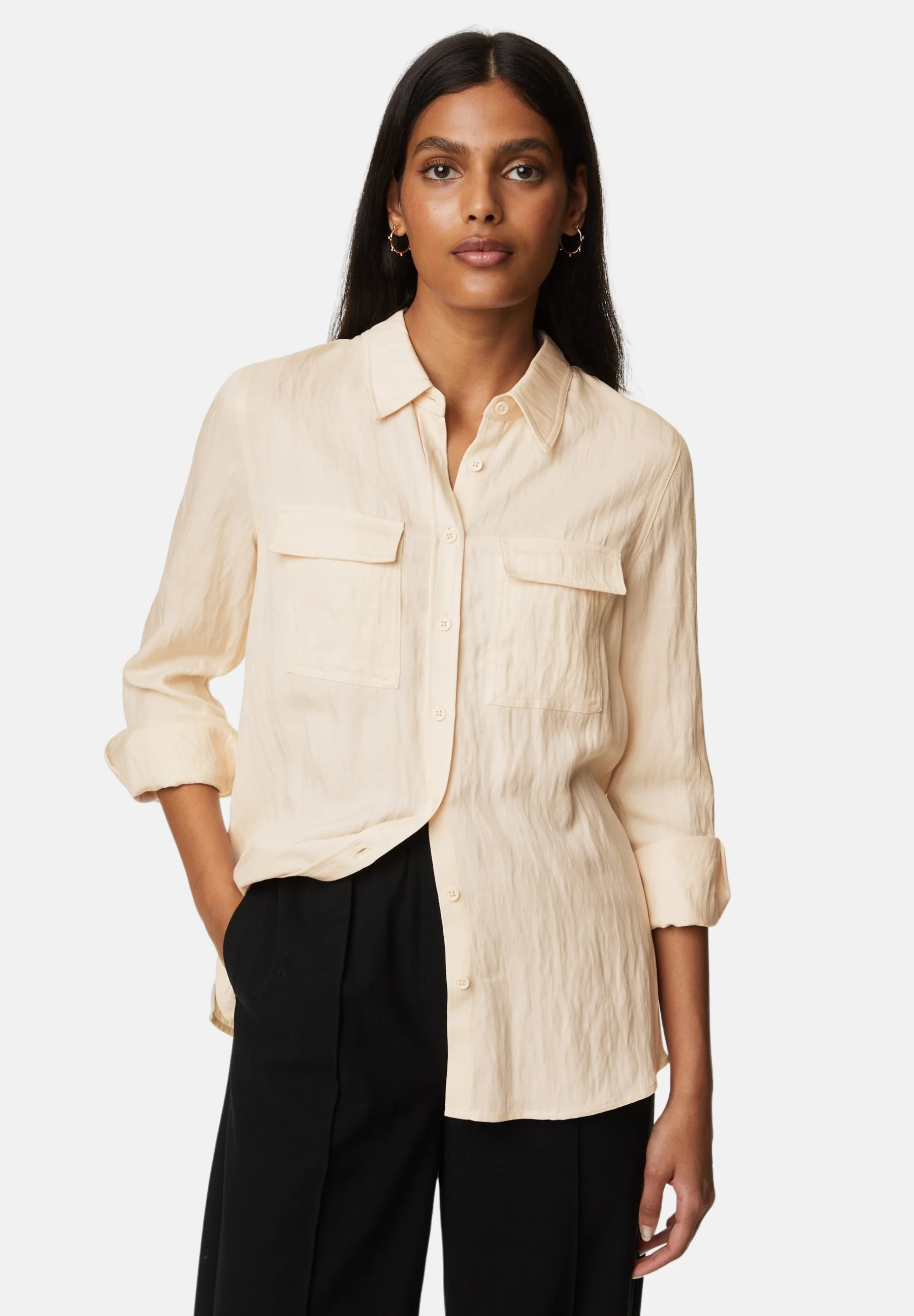 Camisa con cuello rico en algodón de Marks & Spencer