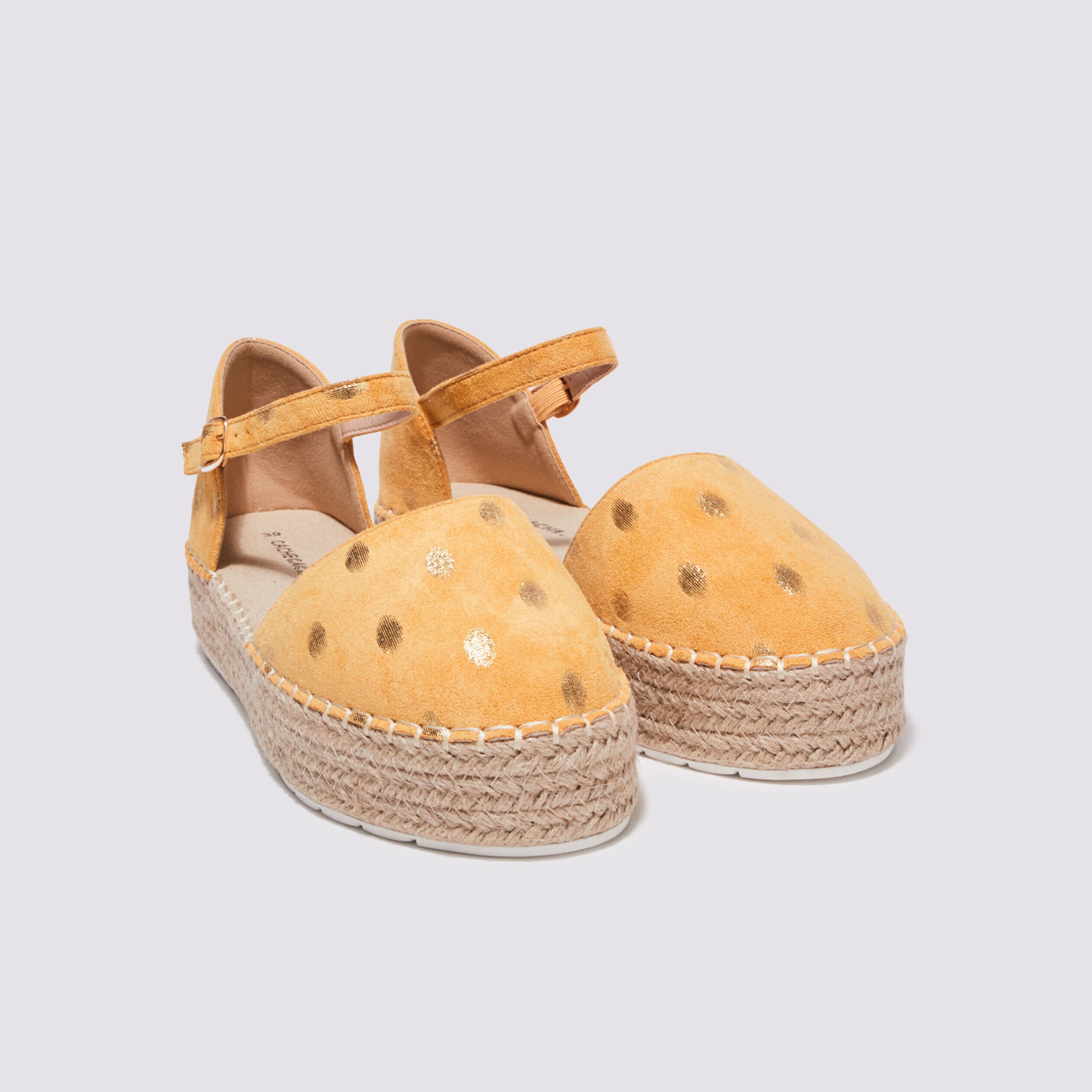 Espadrilles plates compensées jaune clair femme | Cache Cache