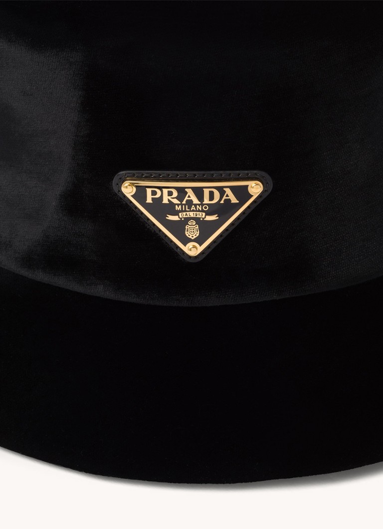 Prada  Bucket hoed van fluweel met logo