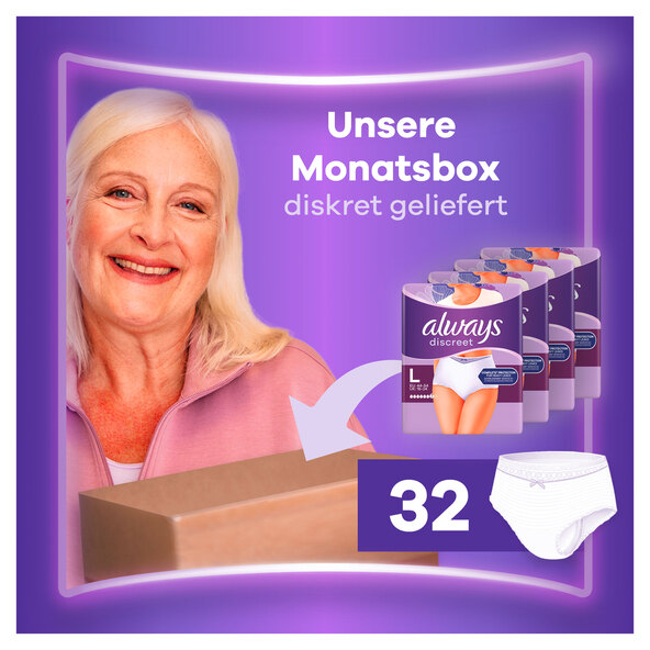 Inkontinenz Höschen Plus, Monatspaket, Größe L ( 4 x 8 Packungen = 32 Stück)