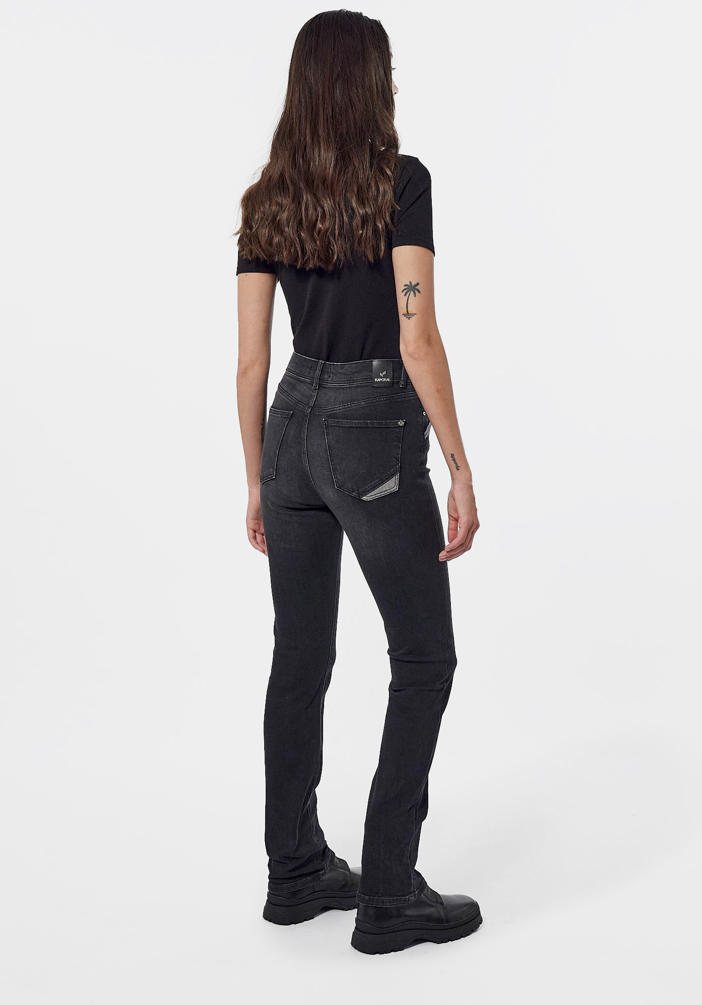SIBEL  Jean demi-slim noir Femme