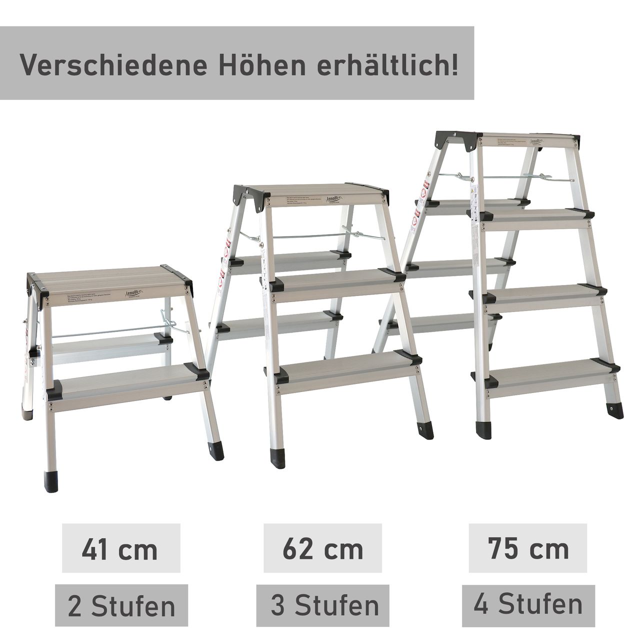 Lemodo Alu Trittleiter mit 3 Stufen