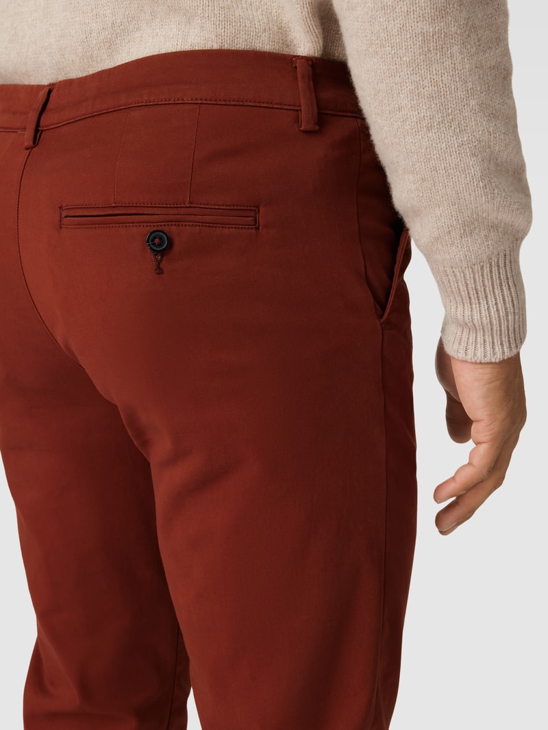 Slim Fit Stoffhose in unifarbenem Design Modell 'Miles' in bordeaux rot