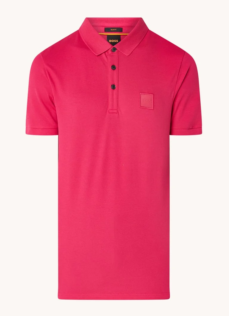 Polo HUGO BOSS Passenger slim fit em piqué de algodão com logotipo.