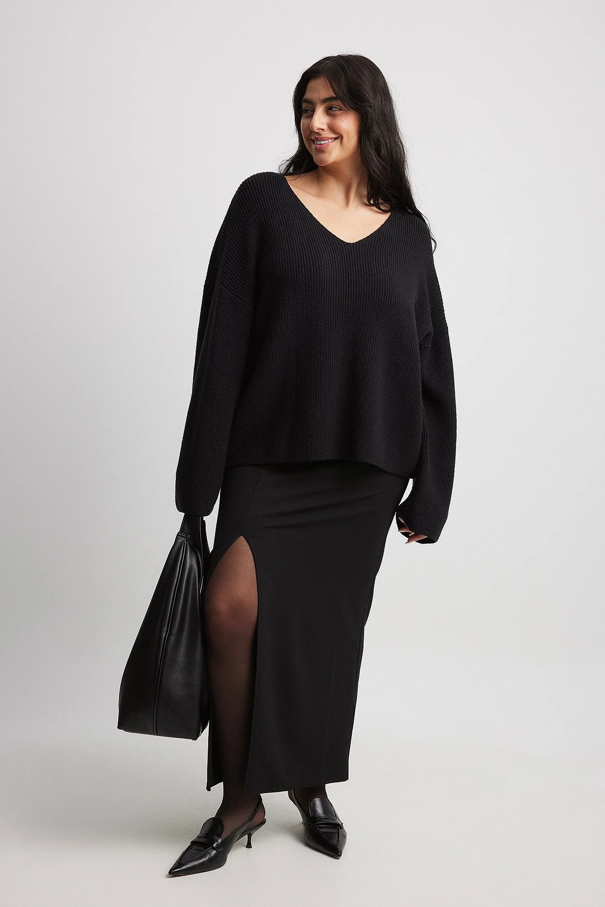 V-Ausschnitt Strickpullover