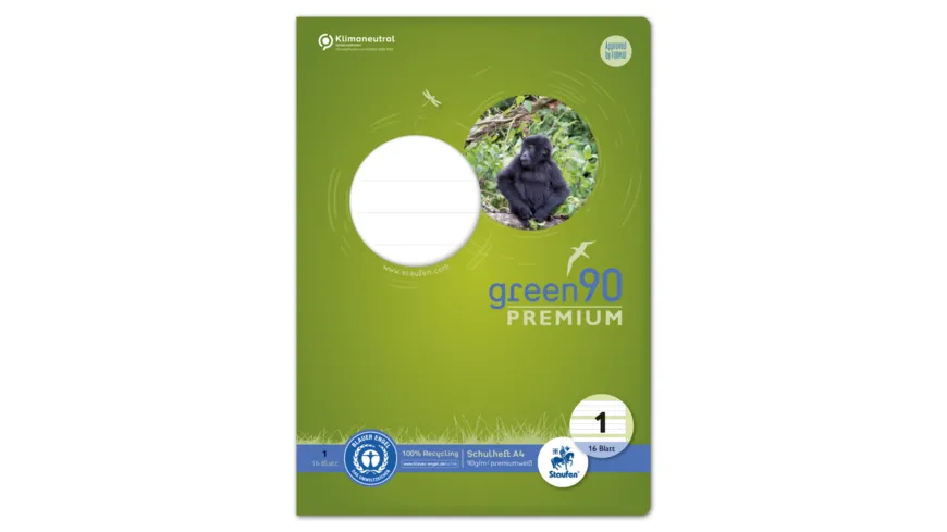 Ursus Green Premium Heft A4 16 Blatt Lineatur 1 farbig