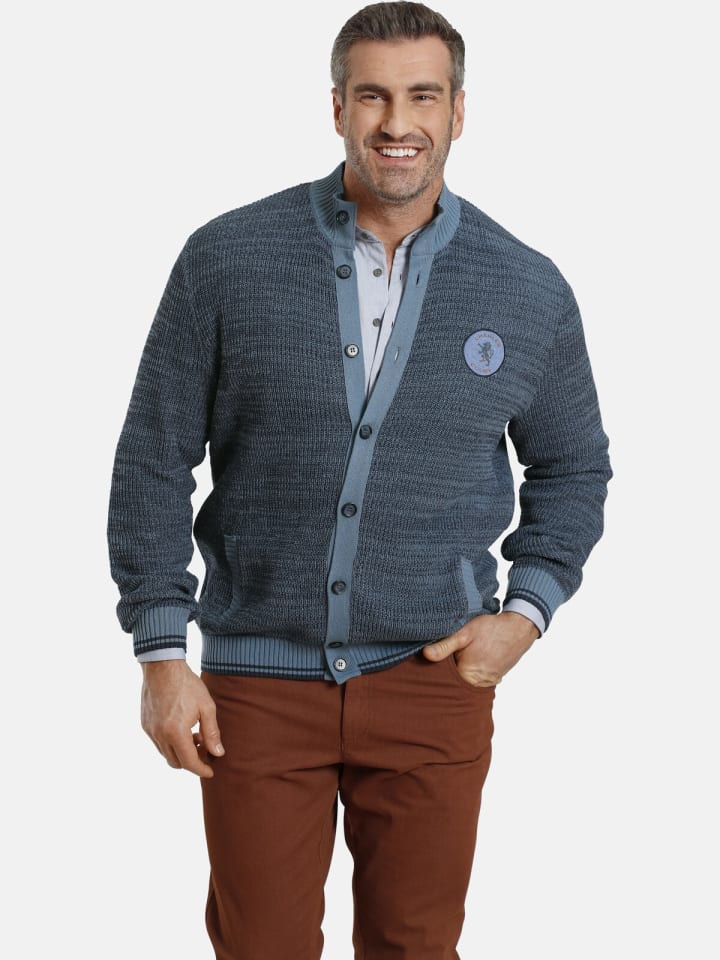 Charles Colby Strickjacke DUKE ODOI in blau gemustert günstig kaufen