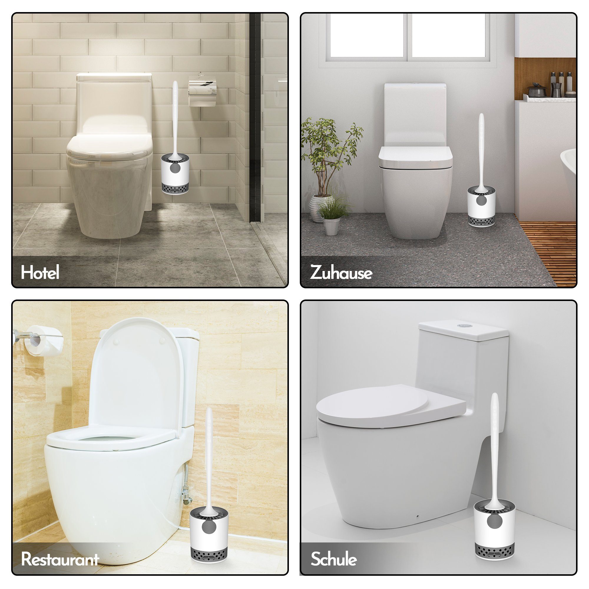 Homewit WC-Reinigungsbürste WC Bürste Toilettenbürste aus Silikon Klobürste mit Halter Set, für Badezimmer oder Gäste-WC, (Set, 1-tlg., Premium Klobürste), mit Antibakteriell ohne Bohren Klobürstenhalter