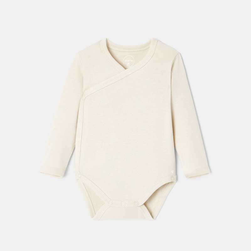 Lot de 3 bodies cœur croisé à manches longues en coton bio beige naissance Absorba