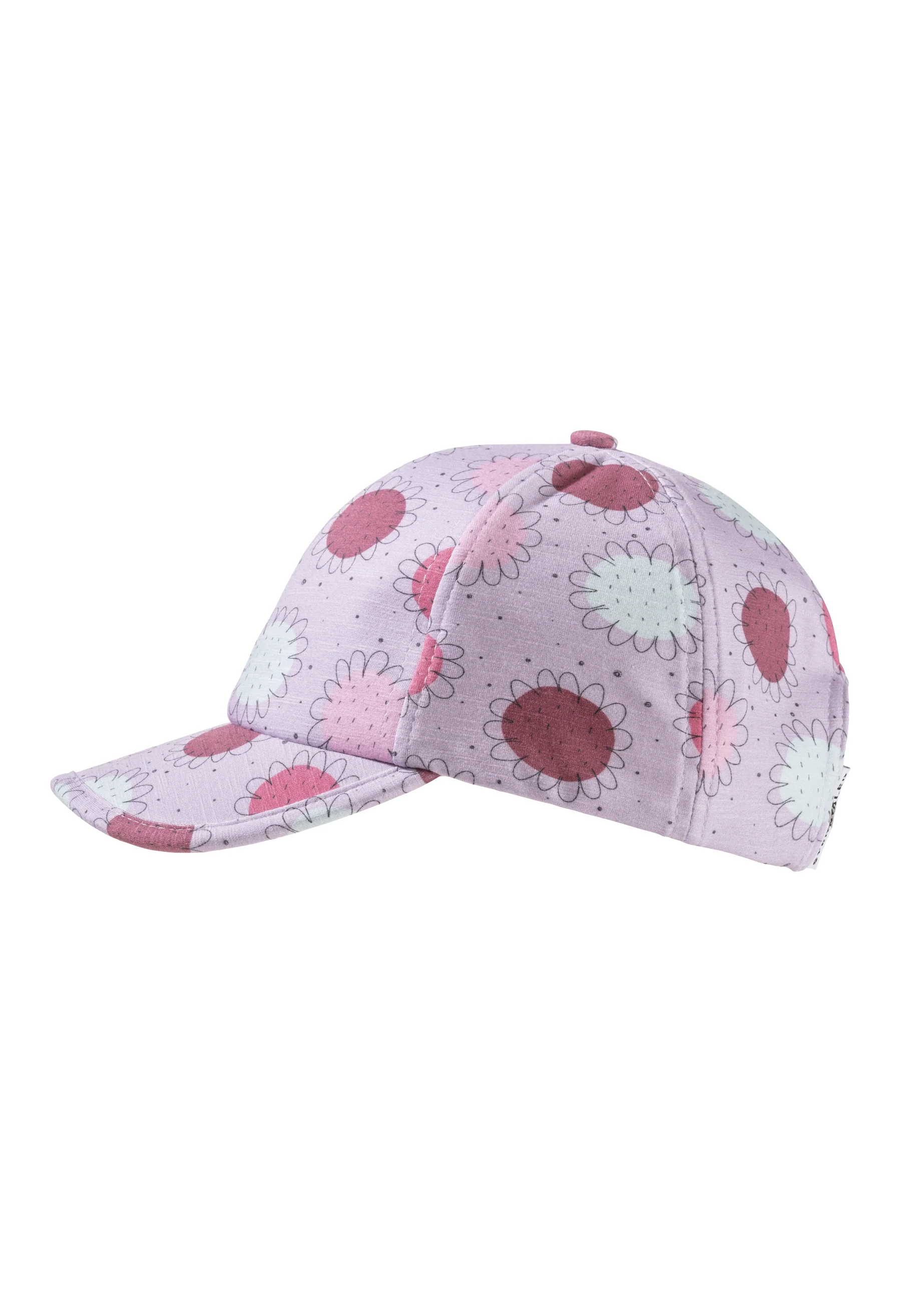 Baseballcap bedruckt mit bunten Blumen in flieder