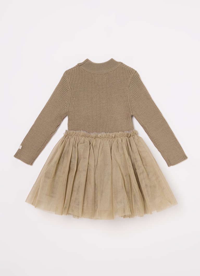 Vestido Donsje Amsterdam Lotus em malha fina de lã com tule.