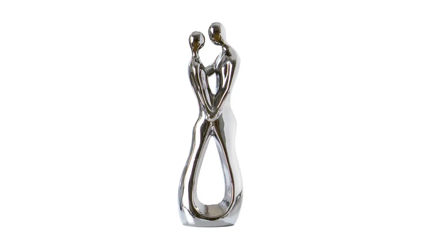 GILDE Keramik Skulptur Liebesblick H=30cm platin