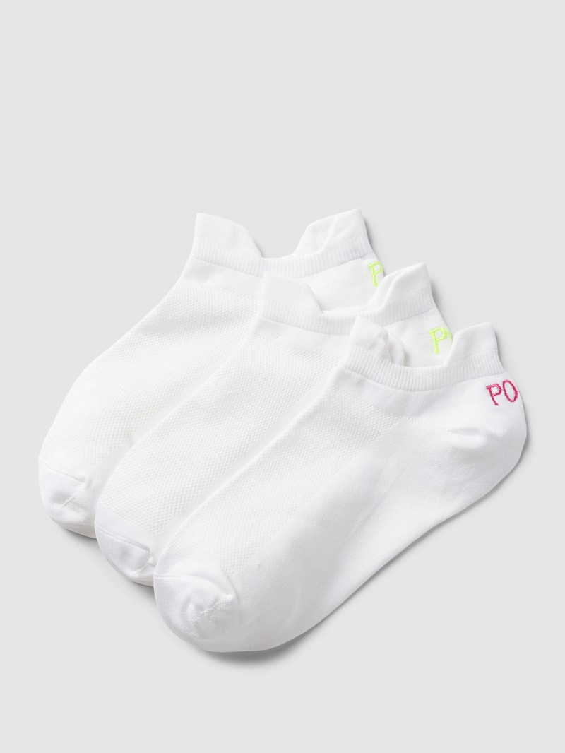 Sneakersocken mit Label-Print im 3er-Pack Modell 'DOUBLE' in weiß
