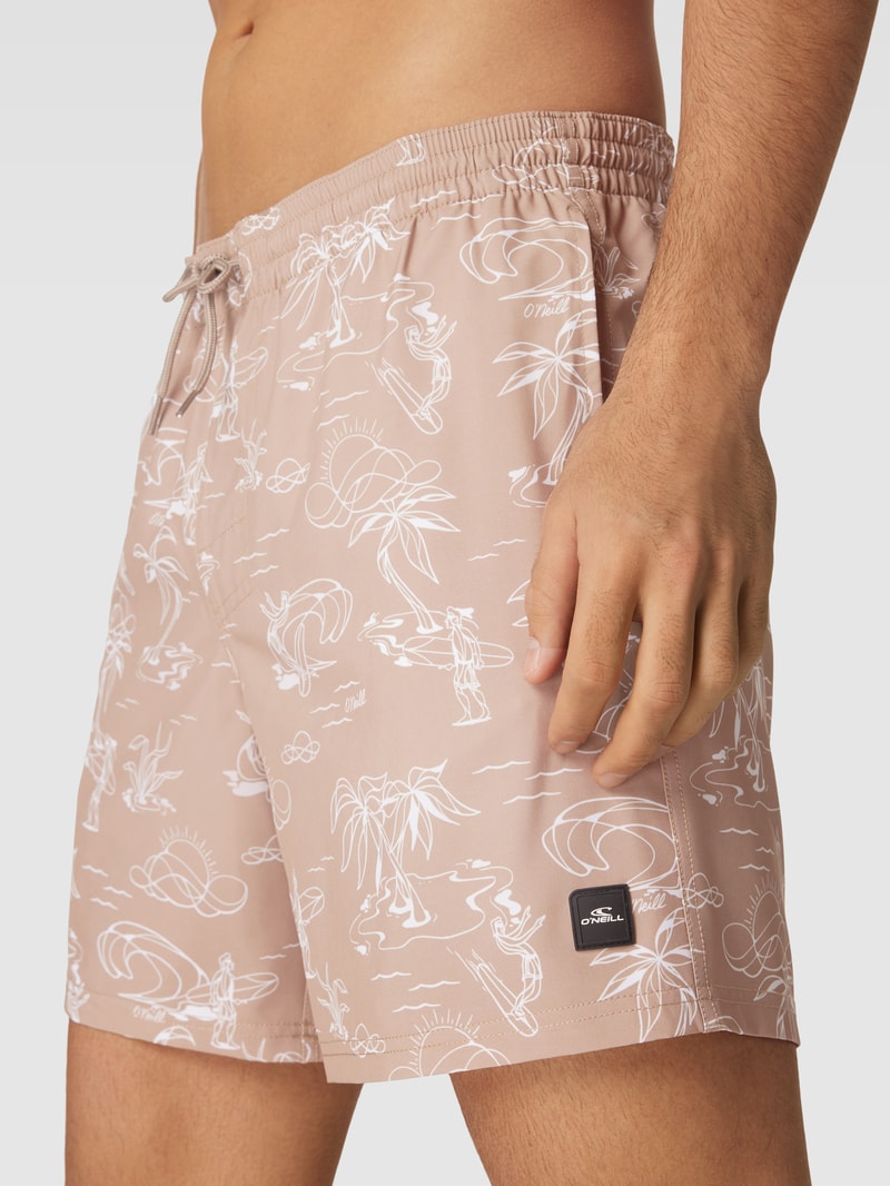 Badehose mit Motiv-Print Modell 'CALI' in beige