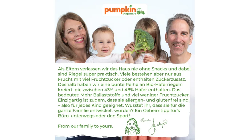 pumpkin organics Bio Haferriegel mit Banane & Kakao 20 g