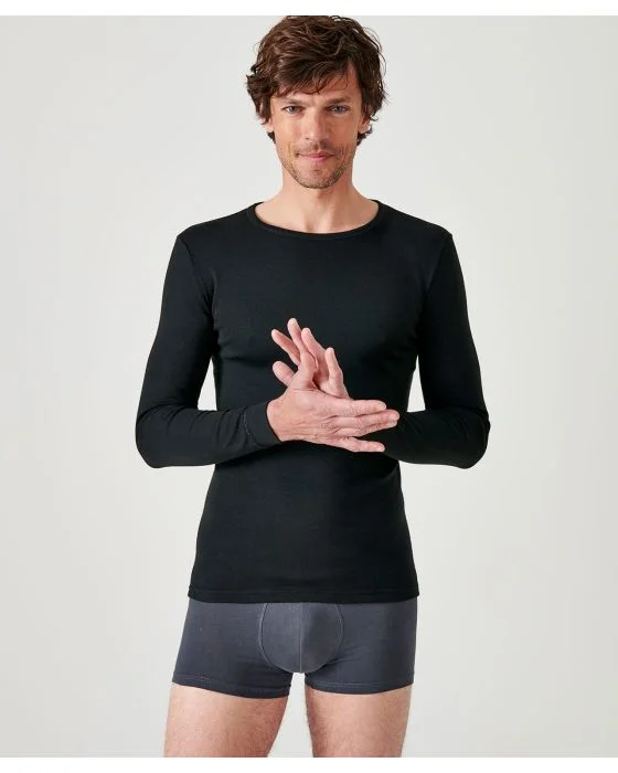 Tee-shirt col rond, maille interlock Thermolactyl