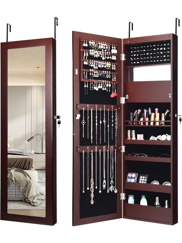 COSTWAY Schmuckschrank mit LED 120cm in Braun günstig kaufen onesize