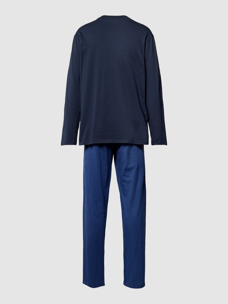 Pyjama mit geripptem V-Ausschnitt in marineblau