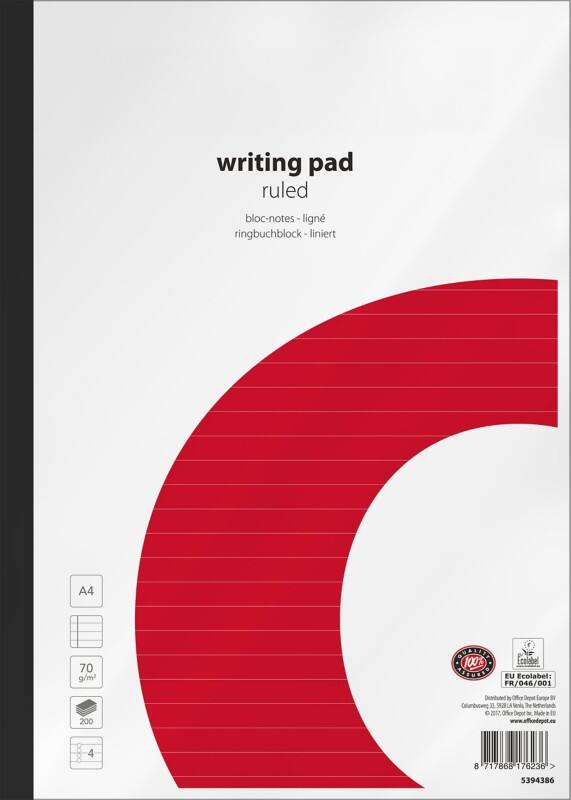 Viking Notizblock DIN A4 Liniert Geleimt Papier Softcover Weiß Perforiert 400 Seiten 5 Stück à 200 Blatt