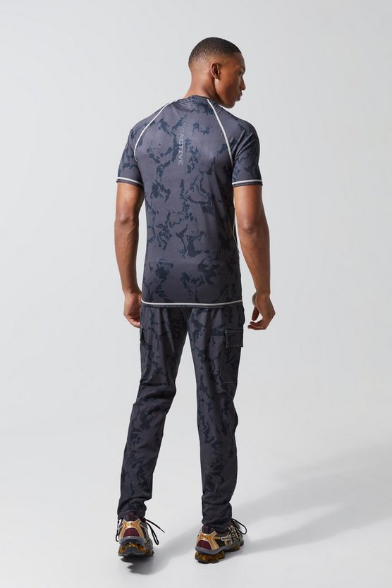 Active Skinny Cargo-Jogginghose mit Acid-Waschung