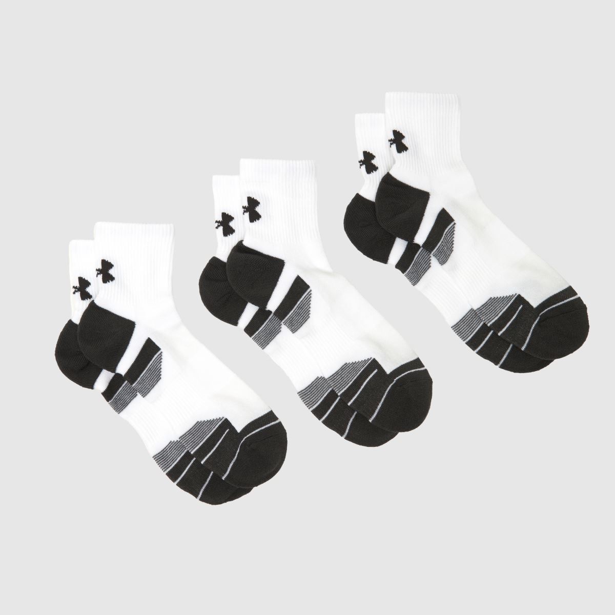 Under Armour – Vita och gråa tech-kvartsstrumpor, 3-pack