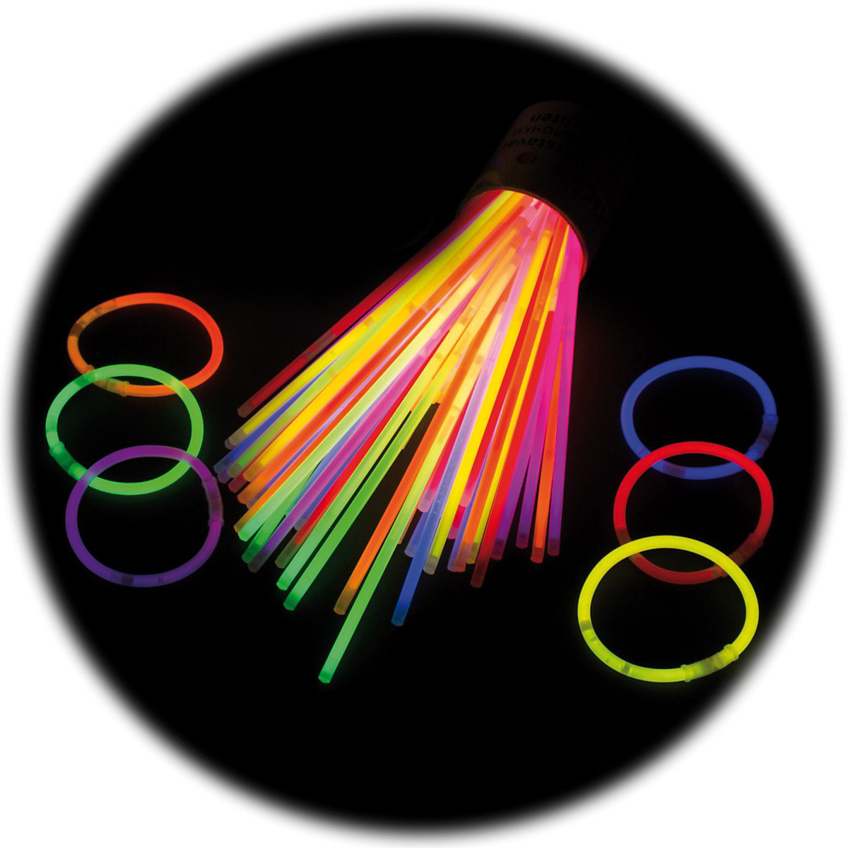 Knicklichter 100er Pack - mit Verbinder für Armreifen