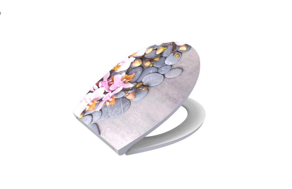 K&H Sanitary Duschwell Duroplast WC-Sitz Carving Printing - Stein Orchidee