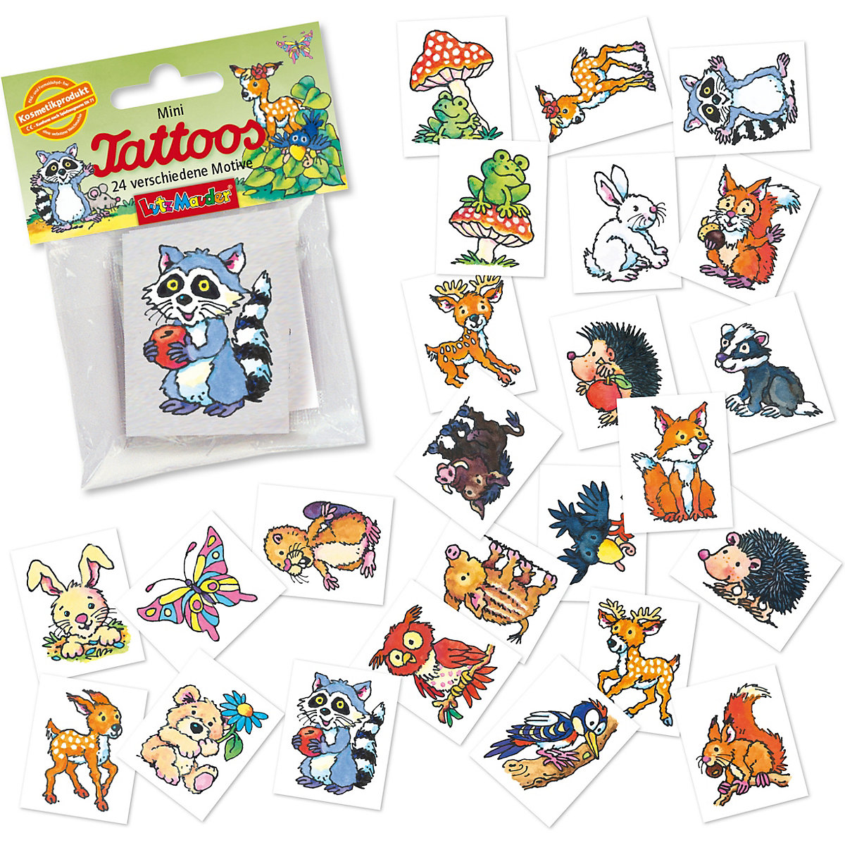 Mini-Tattoos Waldtiere, 24 Stück