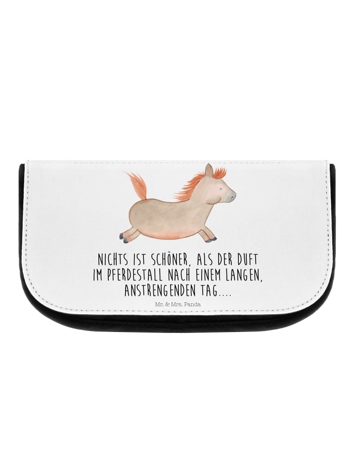 Mr. & Mrs. Panda Kosmetiktasche Pferd Springen mit Spruch in Weiß günstig kaufen onesize