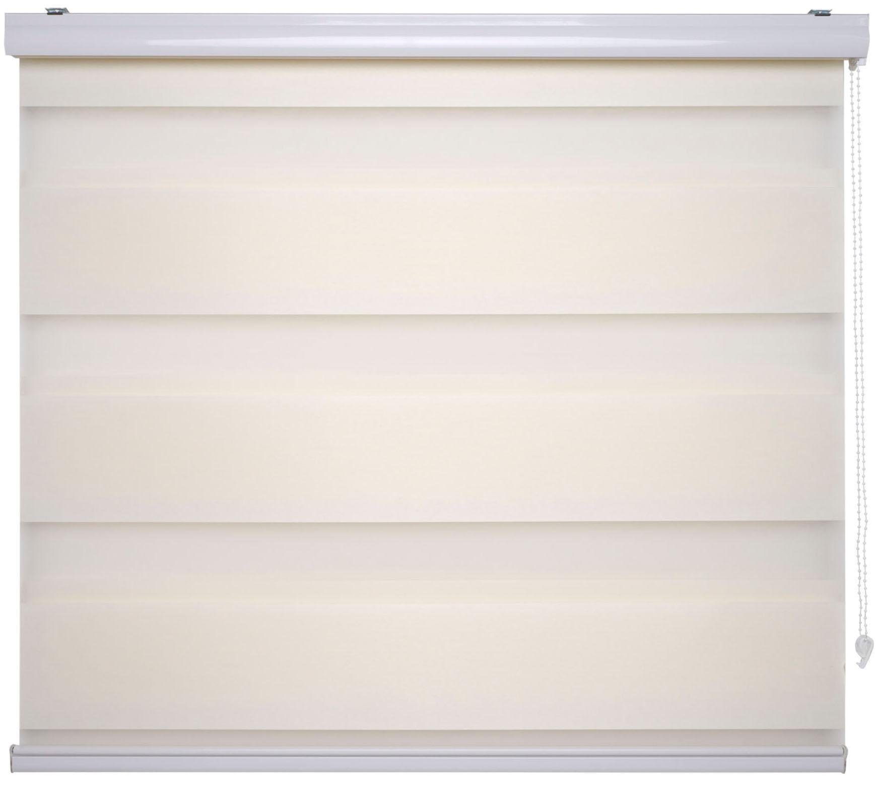Doppelrollo DUO-Rollo mit 20 cm Streifen, Liedeco, Lichtschutz, mit Bohren, verschraubt, im Fixmaß