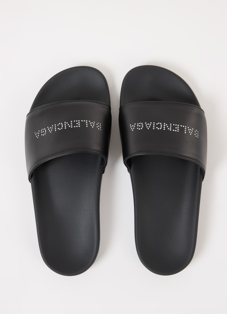 Balenciaga papuče s kožnim detaljima i cirkonima