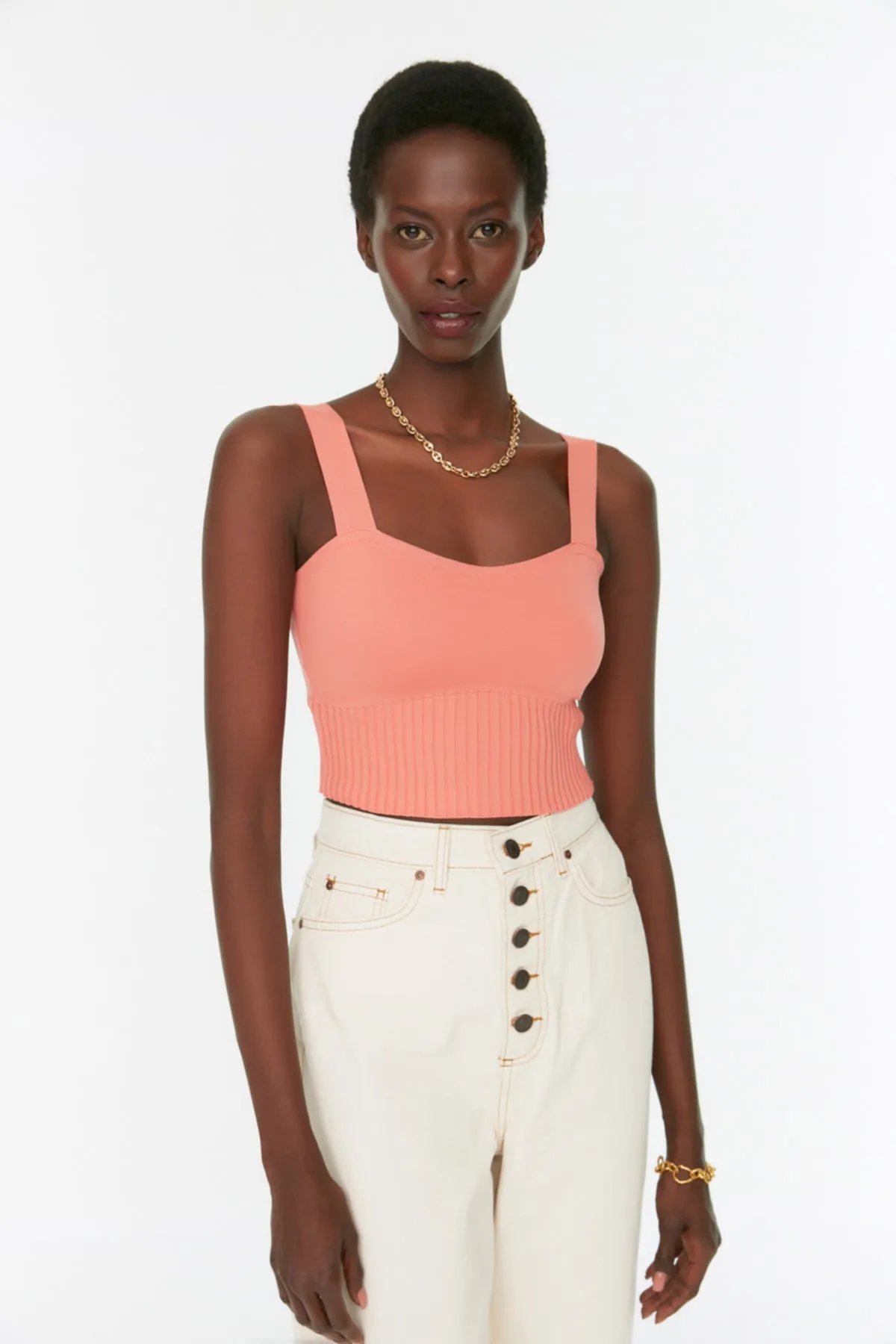 Trendyol Collection  Korallenrote Crop-Strickbluse TWOSS22BZ1108