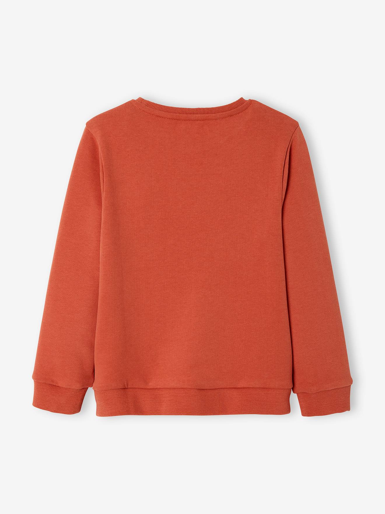 Sweat motif Maroc détails pailletés fille orange grisé