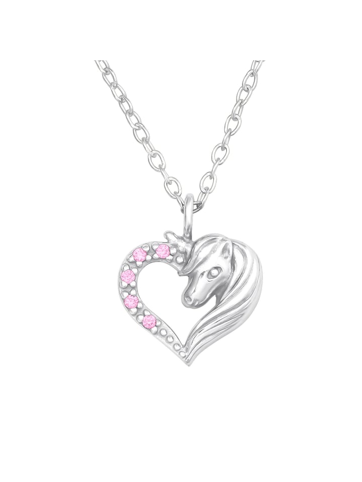 Alexander York Kette mit Anhänger HERZ und PFERD Zirkonia rosa in 925 Sterling Silber, 2-tlg. günstig kaufen onesize